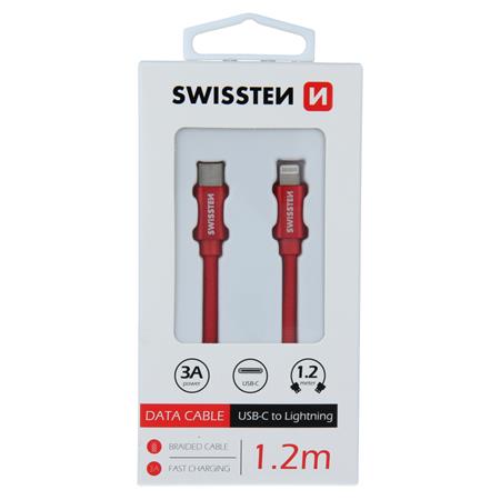 Swissten USB-C/Lightning 1.2m, červený; 71525206