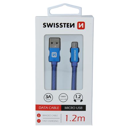 Swissten USB/microUSB 1.2m, modrý; 71522208