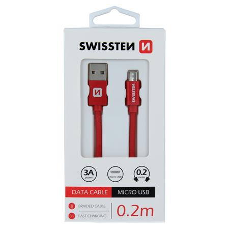 Swissten USB/microUSB 0.2m, červený; 71522106