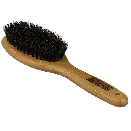 Bamboo Groom velký oválný kartáč s přírodními medvědími štětinami; BAM-160338