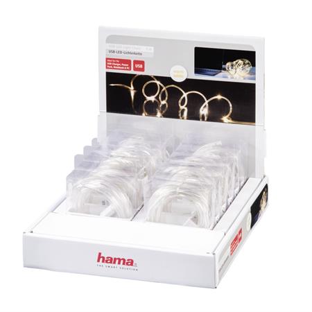 Hama USB LED světelný řetěz, teplá bílá, 3 m, 12 ks v displeji, cena je uvedená za 1 kus; 12347