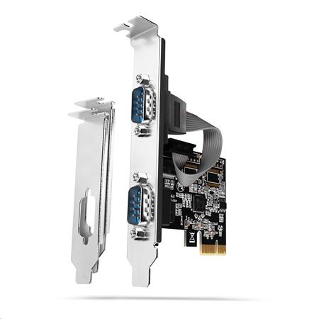 Axagon PCEA-S2N, PCIe řadič - 2x sériový port (RS232) 250 kbps, vč. LP; PCEA-S2N