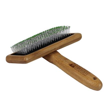 Bamboo Groom velký jemný kartáč s nerezovými hroty, Finišák; BAM-164671