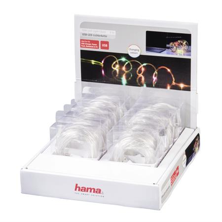 Hama USB LED světelný řetěz, barevný, 3 m, 12 ks v displeji, cena je uvedená za 1 kus; 12346