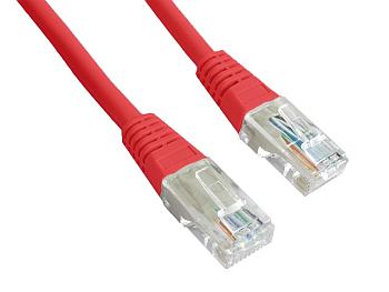 Patch kabel RJ45, cat. 5e, UTP, 0.5m, červený; PP12-0.5M/R