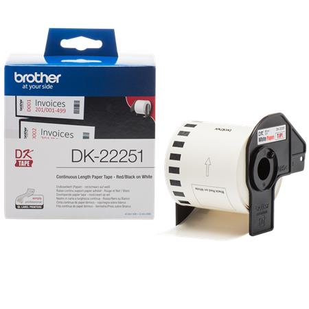 Brother DK 22251 (papírová role 62mm černo-červený tisk na bílém podkladu); DK22251