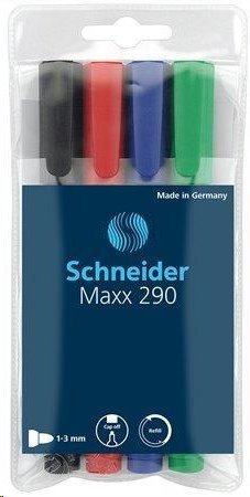 Schneider Popisovač na bílou tabuli a flipchart "Maxx 290", 4 barvy, 1-3mm, kuželový hrot; TSC290V4