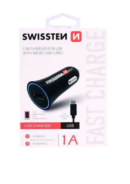Swissten CL Adapter USB 1A power + MicroUSB (1.5m); 20110800