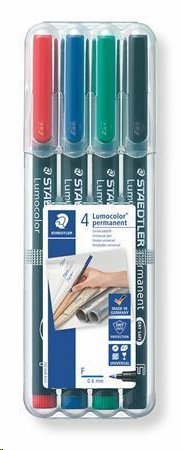 Staedtler Permanentní popisovač "Lumocolor 318 F", 4 barvy, 0,6mm, OHP; TS318WP4