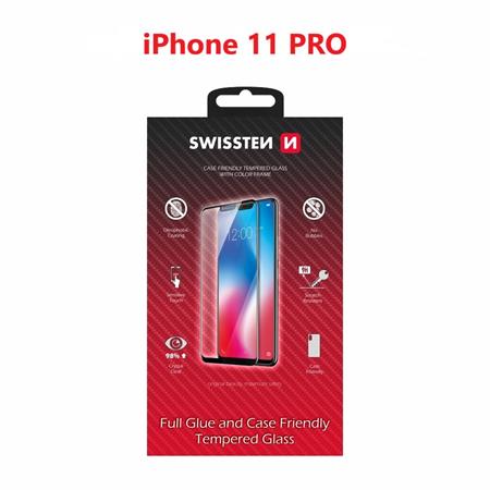 Swissten sklo  full glue, color frame, case friendly  Apple Iphone 11 pro černé; 54501704