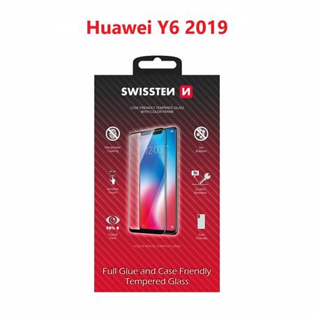 Swissten sklo  full glue, color frame, case friendly  Huawei Y6 2019 černé; 54501724