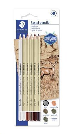 Staedtler Pastelové tužky "Mars Lumograph", 6 různých barev, sada, šestihranné; TS100PSBK6