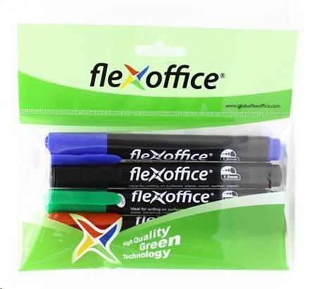 Flexoffice Permanentní popisovač "PM03", 4 barvy, 1,5mm, kuželový hrot; FOPM03V4