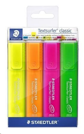 Staedtler Zvýrazňovač "Textsurfer classic 364", 4 barvy, 1-5mm; TS364WP4