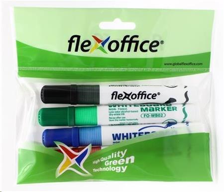 Flexoffice Popisovač na bílou tabuli "WB02", 4 barvy, 2,5mm, kuželový hrot; FOWB02V4