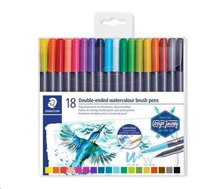 Staedtler Štětcové fixy "Marsgraphic Duo", sada, 18 barev, 0,5-0,8/1,0-6,0 mm, oboustranné; TS3001TB18