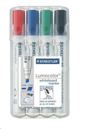 Staedtler Popisovač na bílou tabuli "Lumocolor 351 B", sada, 4 barvy, klínový hrot; TS351BWP4