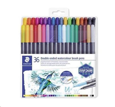 Staedtler Štětcové fixy "Marsgraphic Duo", sada, 36 barev, 0,5-0,8/1,0-6,0 mm, oboustranné; TS3001TB36