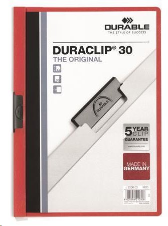 Durable Desky s rychlovazačem "DURACLIP 30", červená, s klipem, A4; DB220003