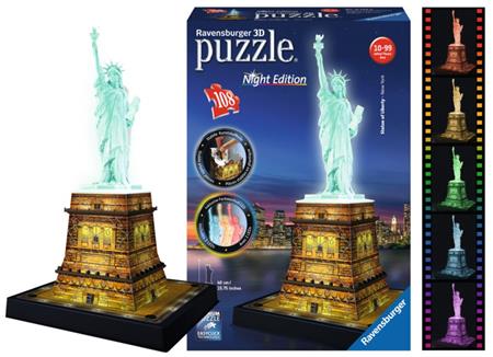 RAVENSBURGER Svítící 3D puzzle Noční edice Socha Svobody 108 dílků; 117370