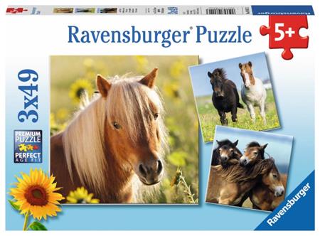 RAVENSBURGER Puzzle Poníci 3x49 dílků; 118503