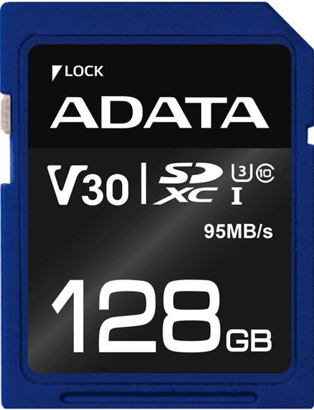 ADATA SDXC 128GB UHS-I U3 V30S 95 60MB s; ASDX128GUI3V30S-R