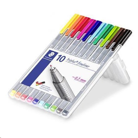 Staedtler Liner "Triplus 334 Box" sada, 10 barev, 0,3mm; TS334SB10