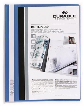 Durable Desky s rychlovazačem "DURAPLUS", modrá, A4, široké; DB257906