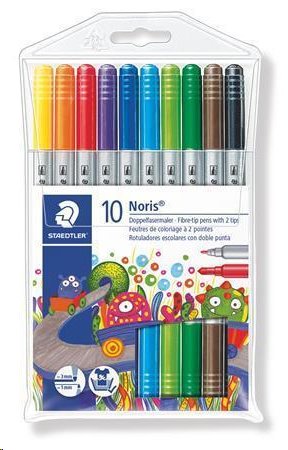 Staedtler Fixy "Noris Club 320", 10 barev, sada, 1-3 mm, oboustranné, vypratelné; TS320NWP10