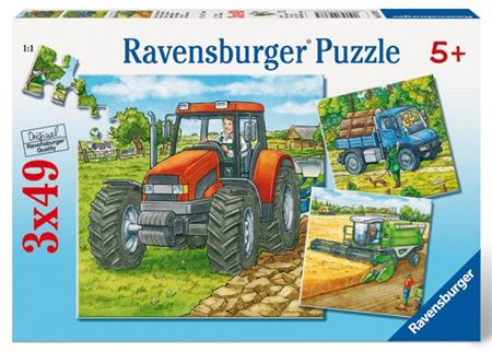 RAVENSBURGER Puzzle Zemědělské stroje 3x49 dílků; 4205