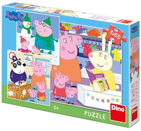 DINO Puzzle Prasátko Peppa 3x55 dílků; 122743