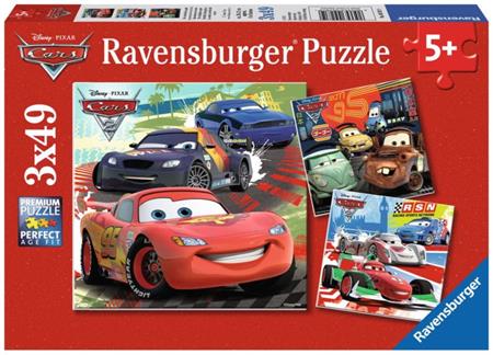 RAVENSBURGER Puzzle Auta: Zábavné závodění 3x49 dílků; 112017