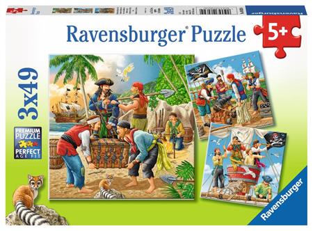 RAVENSBURGER Puzzle Pirátská dobrodružství 3x49 dílků; 125382