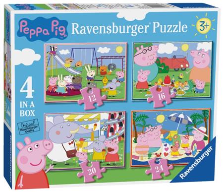 RAVENSBURGER Puzzle Prasátko Peppa: Zábavné dny 4v1 (12,16,20,24 dílků); 122657