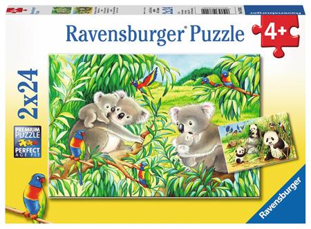 RAVENSBURGER Puzzle Koaly a pandy 2x24 dílků; 125377