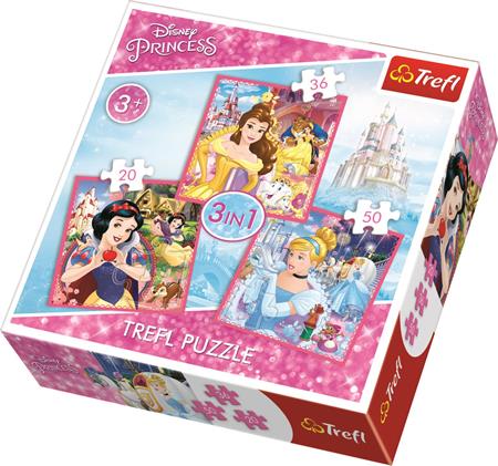 TREFL Puzzle Disney princezny: Kouzelný svět 3v1 (20,36,50 dílků); 122287