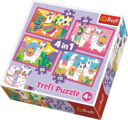 TREFL Puzzle Veselé lamy 4v1 (35,48,54,70 dílků); 125793