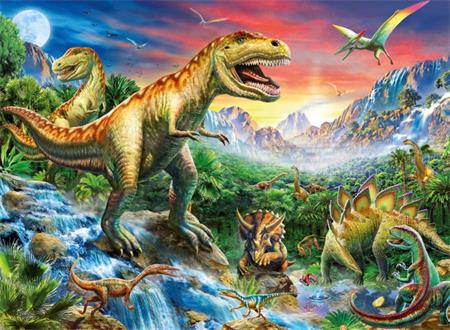 RAVENSBURGER Puzzle V dobách dinosaurů XXL 100 dílků; 2731