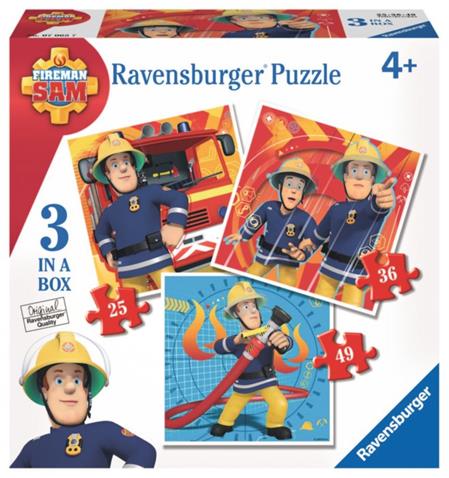 RAVENSBURGER Puzzle Požárník Sam 3v1 (25,36,49 dílků); 116447