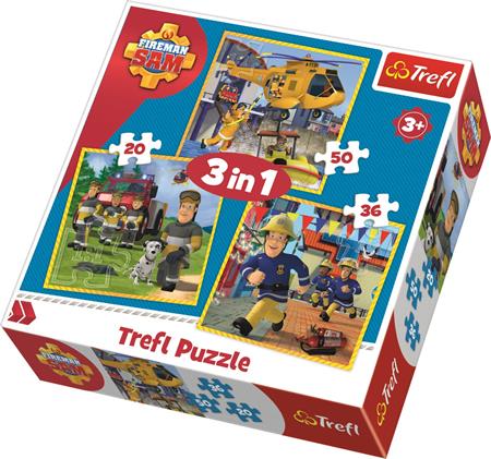 TREFL Puzzle Požárník Sam 3v1 (20,36,50 dílků); 125192