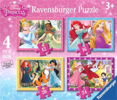 RAVENSBURGER Puzzle Disney Princezny: Láskyplná péče 4v1 (12,16,20,24 dílků); 111933