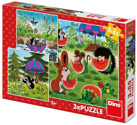 DINO Puzzle Krtek a paraplíčko 3x55 dílků; 122741