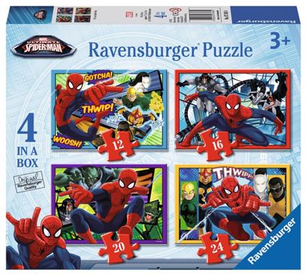 RAVENSBURGER Puzzle Spiderman 4v1 (12,16,20,24 dílků); 118504