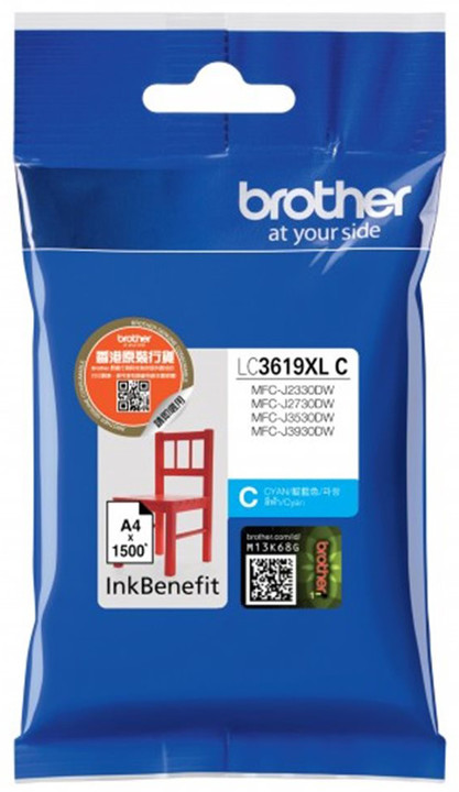 Brother LC-3619XLC (inkoust cyan, 1 500 str. @ 5% draft); LC3619XLC