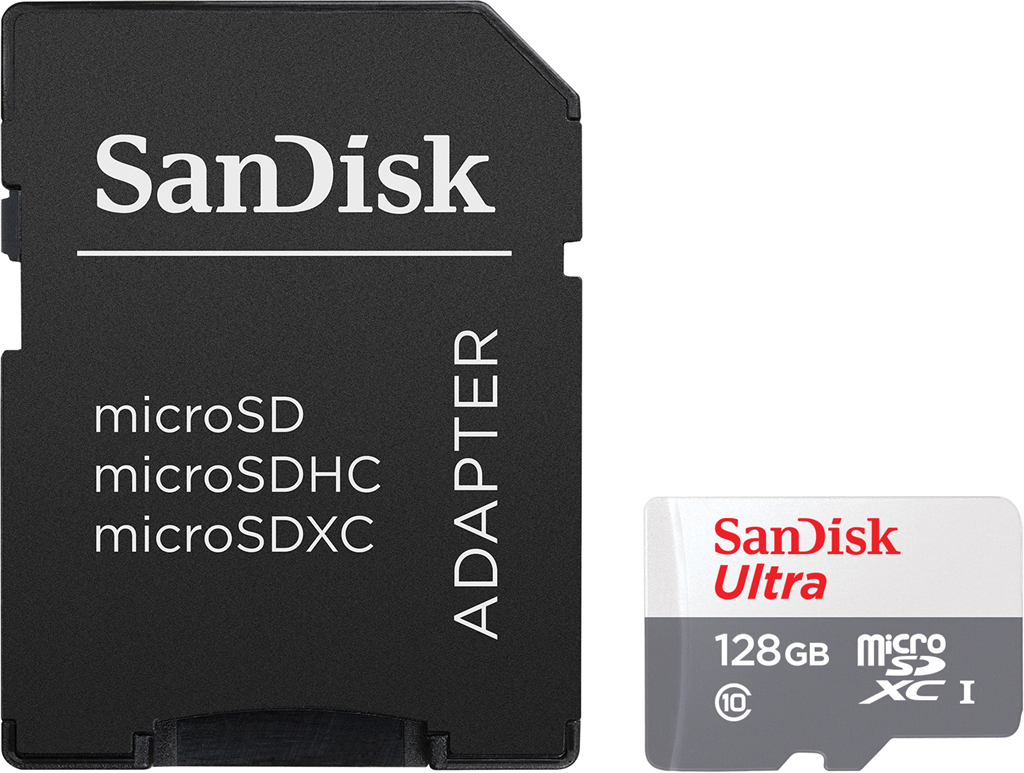 SanDisk Ultra microSDHC 128 GB 100 MB/s Class 10 UHS-I; SDSQUNR-128G-GN6MN