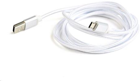 Kabel CABLEXPERT USB A Male/Micro B Male 2.0, 1m, opletený, stříbrný, blister; CCB-mUSB2B-AMBM-6-S