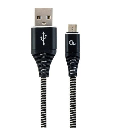 Kabel CABLEXPERT USB 2.0 AM na MicroUSB (AM/BM), 1m, opletený, černo-bílý, blister, PREMIUM QUALITY