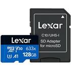 Lexar paměťová karta 128GB High-Performance 633x microSDXC UHS-I (čtení/zápis:100/45MB/s) C10 A1 V30 U + adaptér