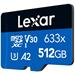 Lexar paměťová karta 512GB High-Performance 633x microSDXC UHS-I (čtení/zápis:100/70MB/s) C10 A2 V30 U + adaptér