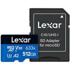 Lexar paměťová karta 512GB High-Performance 633x microSDXC UHS-I (čtení/zápis:100/70MB/s) C10 A2 V30 U + adaptér